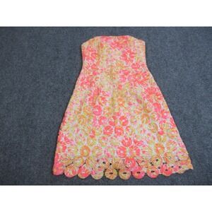 Lilly Pulitzer Dress Womens 4 Multicolor Floral Strapless Lace Fit & Flare Short